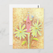 Whimsical Birdhouse Postkarte (Vorne/Hinten)