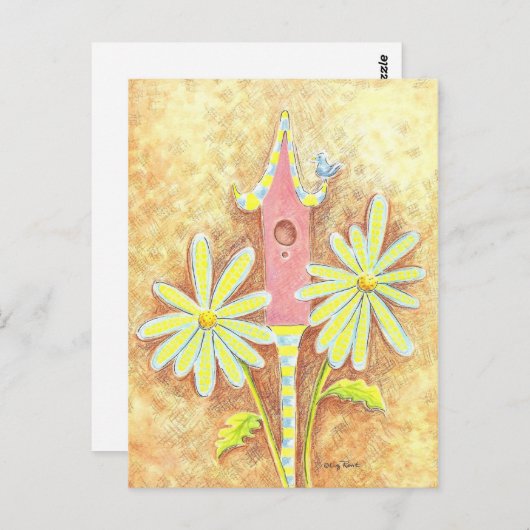 Whimsical Birdhouse Postkarte (Vorne/Hinten)