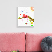 Whimsical Birdie mit Sunshine Sprichwort Leinwanddruck (Insitu (Wohnzimmer))