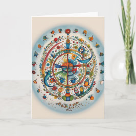 Whimsical Birds in Harmonie Blank Card Feiertagskarte