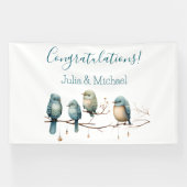 Whimsical Birds on Branches Pastel Baby Shower Banner (Horizontal)