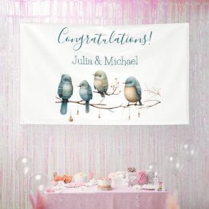 Whimsical Birds on Branches Pastel Baby Shower Banner