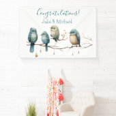 Whimsical Birds on Branches Pastel Baby Shower Banner (InSitu)