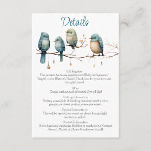 Whimsical Birds on Branches Pastel Baby Shower Begleitkarte