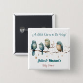 Whimsical Birds on Branches Pastel Baby Shower Button (Vorne & Hinten)