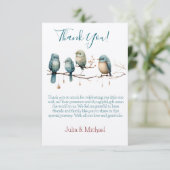 Whimsical Birds on Branches Pastel Baby Shower Dankeskarte (Stehend Vorderseite)