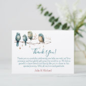 Whimsical Birds on Branches Pastel Baby Shower Dankeskarte (Stehend Vorderseite)