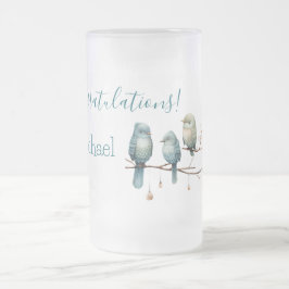 Whimsical Birds on Branches Pastel Baby Shower Mattglas Bierglas