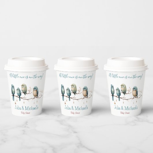 Whimsical Birds on Branches Pastel Baby Shower Pappbecher (Multi)