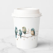 Whimsical Birds on Branches Pastel Baby Shower Pappbecher (Rückseite)