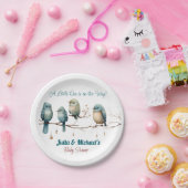 Whimsical Birds on Branches Pastel Baby Shower Pappteller (Party)
