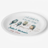 Whimsical Birds on Branches Pastel Baby Shower Pappteller (Schrägansicht)