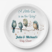 Whimsical Birds on Branches Pastel Baby Shower Pappteller (Vorderseite)