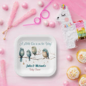 Whimsical Birds on Branches Pastel Baby Shower Pappteller (Party)