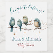 Whimsical Birds on Branches Pastel Baby Shower Weinetikett (Einzelnes Label)