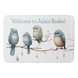 Whimsical Birds on Branches Zeitlose Eleganz Badematte