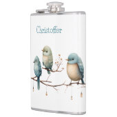 Whimsical Birds on Branches Zeitlose Eleganz Flachmann (Links)