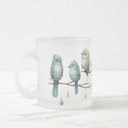 Whimsical Birds on Branches Zeitlose Eleganz Mattglastasse (Links)