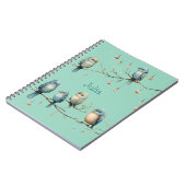 Whimsical Birds on Branches Zeitlose Eleganz Notizblock (Linke Seite)