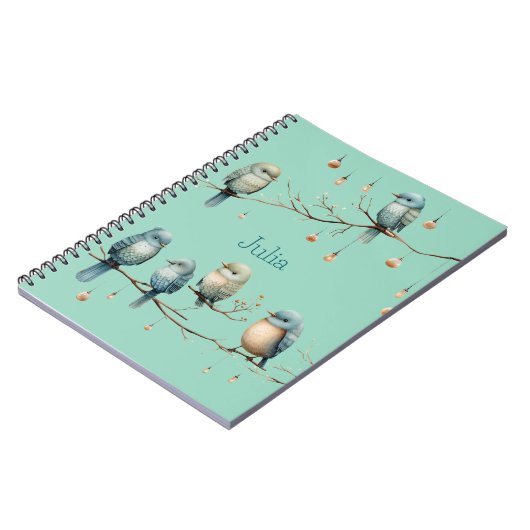 Whimsical Birds on Branches Zeitlose Eleganz Notizblock (Linke Seite)