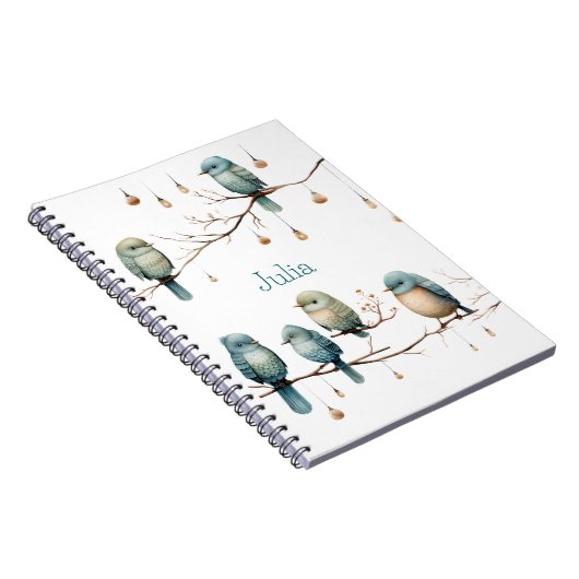 Whimsical Birds on Branches Zeitlose Eleganz Notizblock (Rechte Seite)