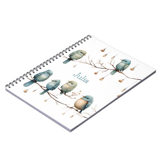 Whimsical Birds on Branches Zeitlose Eleganz Notizblock (Linke Seite)