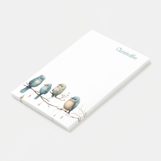 Whimsical Birds on Branches Zeitlose Eleganz Post-it Klebezettel (angewinkelt)