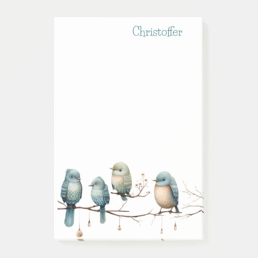 Whimsical Birds on Branches Zeitlose Eleganz Post-it Klebezettel (Vorderseite)