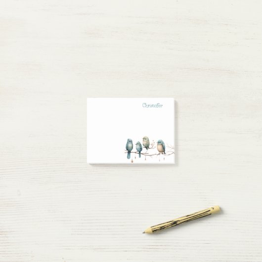 Whimsical Birds on Branches Zeitlose Eleganz Post-it Klebezettel (Auf Schreibtisch)