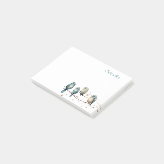 Whimsical Birds on Branches Zeitlose Eleganz Post-it Klebezettel (angewinkelt)