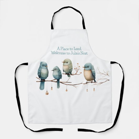 Whimsical Birds on Branches Zeitlose Eleganz Schürze (Vorderseite)