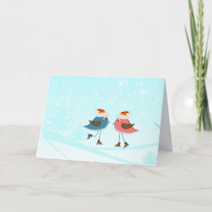 Whimsical Birds Skaten Weihnachtsmannmütze Weihnac Feiertagskarte