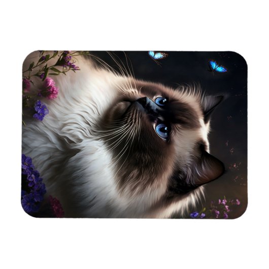 Whimsical Birman Cat Flexible Magnet (Horizontal)
