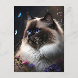 Whimsical Birman Cat Postcard Postkarte