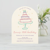 Whimsical Birthday Cake Custom Colorful Party Arch Einladung (Stehend Vorderseite)