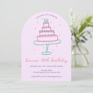 Whimsical Birthday Cake Custom Colorful Party Arch Einladung