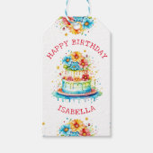 Whimsical Birthday Cake Illustration Personalisier Geschenkanhänger (Vorderseite)