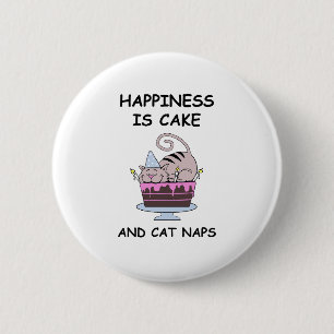Whimsical Birthday Cat Button