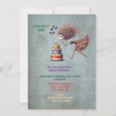 Whimsical Birthday Girl bläst Kerzen aus Einladung (Vorderseite)