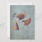 Whimsical Birthday Girl bläst Kerzen aus Einladung (Rückseite)