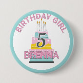 Whimsical Birthday Girl Kind's Party Button (Vorderseite)