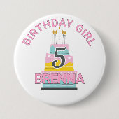 Whimsical Birthday Girl Kind's Party Button (Vorderseite)