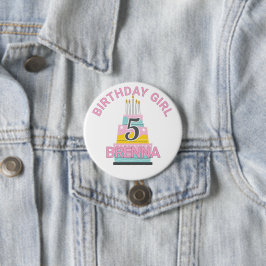 Whimsical Birthday Girl Kind's Party Button