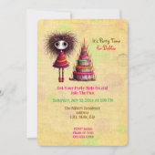 Whimsical Birthday Girl Overdone Cake Einladung (Vorderseite)