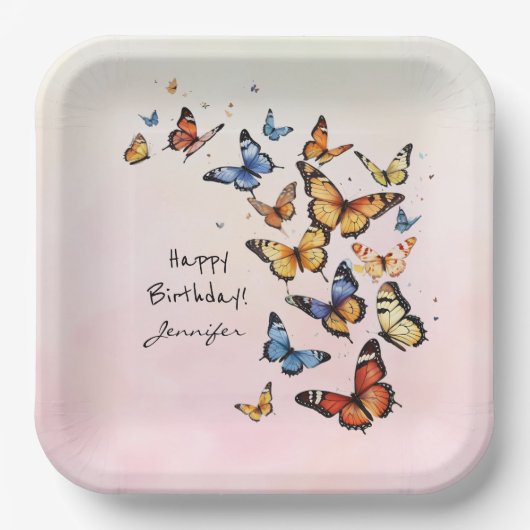 Whimsical Birthday Party Butterfly Paper Plate Pappteller (Vorderseite)