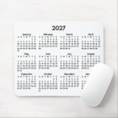 Whimsical Black 2027 Kalender auf Weiß Mousepad (Mit Mouse)