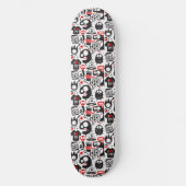 Whimsical Black and Red Monster Doodles Skateboard (Vorderseite)