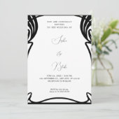 Whimsical Black and White Art Deco Hochzeit Einladung (Stehend Vorderseite)