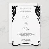 Whimsical Black and White Art Deco Hochzeit Einladung (Vorne/Hinten)