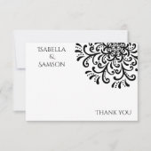 Whimsical Black and White Blüh Danke Karte (Vorderseite)